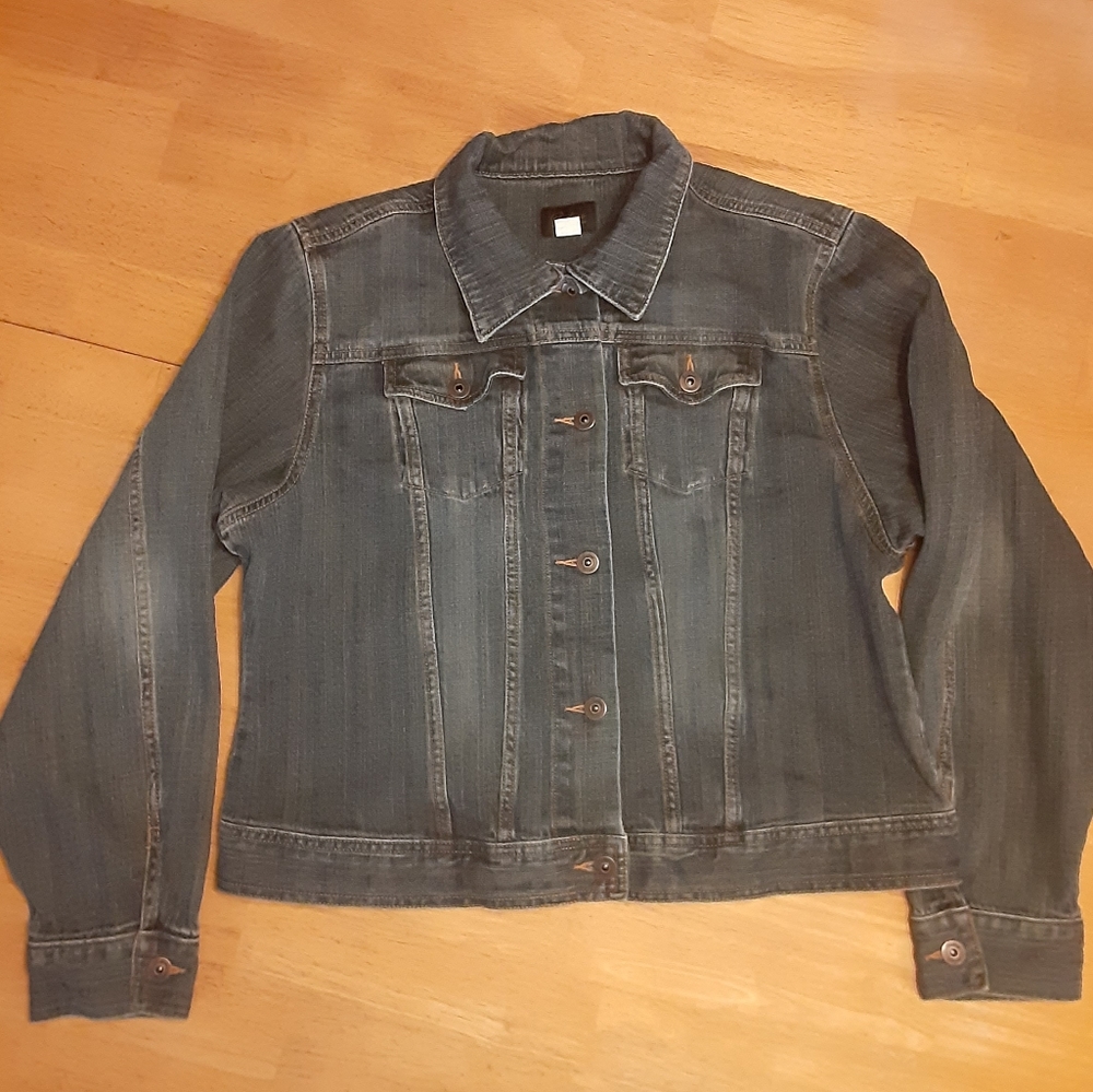 LEE RIDERS COPPER COLLECTION DK WASH DENIM METAL BUTTON JACKET WOMENS SIZE XL.